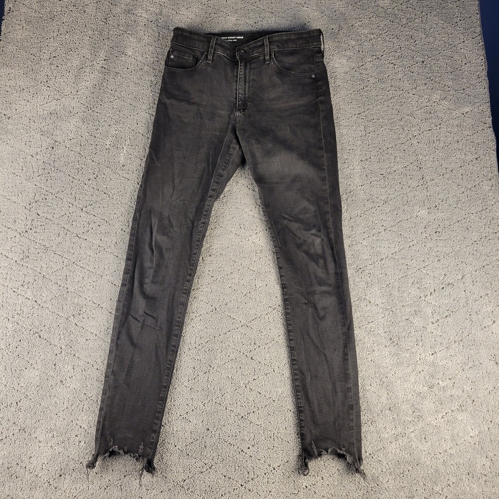 Adriano Goldschmied The Farrah Skinny Ankle Jeans Womens 27 Black Denim Raw Hem